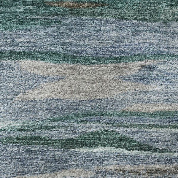 HomeRoots 8' X 10' Abstract Washable Area Rug in Teal, Khaki & Green - Perfect for Busy Homes & UV Resistant 708539