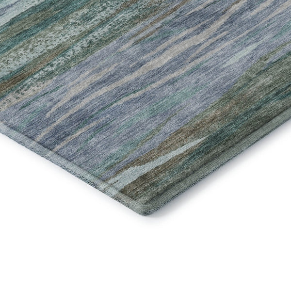 HomeRoots 10' Modern Teal Khaki Green Abstract Area Rug - Washable, UV Protected, Pet-Friendly & Durable Design 708541