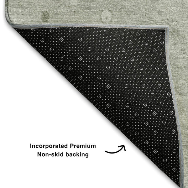 HomeRoots 5' X 8' Artichoke Green Gray Silver Abstract Washable Area Rug – Durable, Stain-Resistant, UV Protected 708543