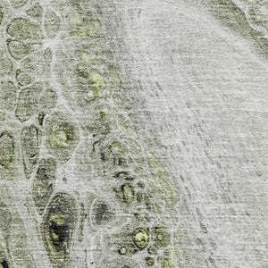 HomeRoots 5' X 8' Artichoke Green Gray Silver Abstract Washable Area Rug – Durable, Stain-Resistant, UV Protected 708543