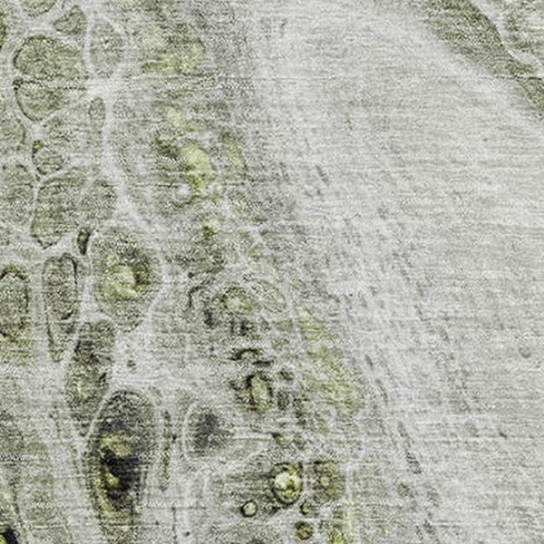 HomeRoots 5' X 8' Artichoke Green Gray Silver Abstract Washable Area Rug – Durable, Stain-Resistant, UV Protected 708543