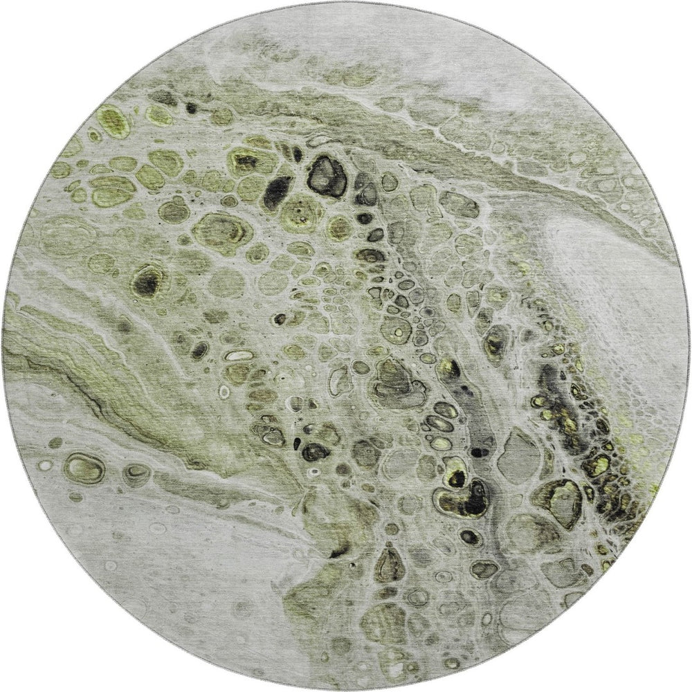 HomeRoots 8' X 10' Artichoke Green Gray Silver Abstract Area Rug – Washable, Non-Slip, UV Protected Beauty! 708545
