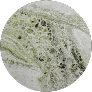 HomeRoots 8' X 10' Artichoke Green Gray Silver Abstract Area Rug – Washable, Non-Slip, UV Protected Beauty! 708545