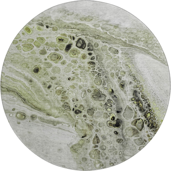 HomeRoots 8' X 10' Artichoke Green Gray Silver Abstract Area Rug – Washable, Non-Slip, UV Protected Beauty! 708545