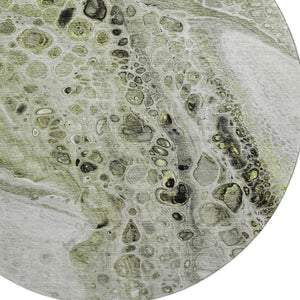 HomeRoots 8' X 10' Artichoke Green Gray Silver Abstract Area Rug – Washable, Non-Slip, UV Protected Beauty! 708545