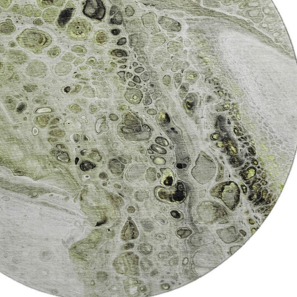 HomeRoots 8' X 10' Artichoke Green Gray Silver Abstract Area Rug – Washable, Non-Slip, UV Protected Beauty! 708545