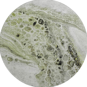 HomeRoots 8' X 10' Artichoke Green Gray Silver Abstract Area Rug – Washable, Non-Slip, UV Protected Beauty! 708545