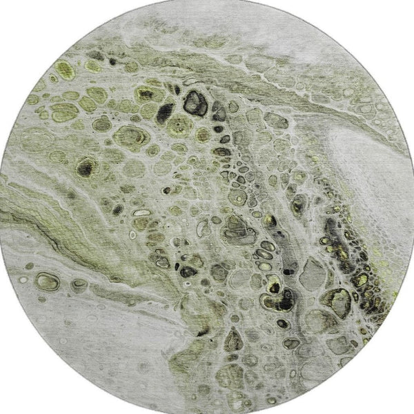 HomeRoots 8' X 10' Artichoke Green Gray Silver Abstract Area Rug – Washable, Non-Slip, UV Protected Beauty! 708545