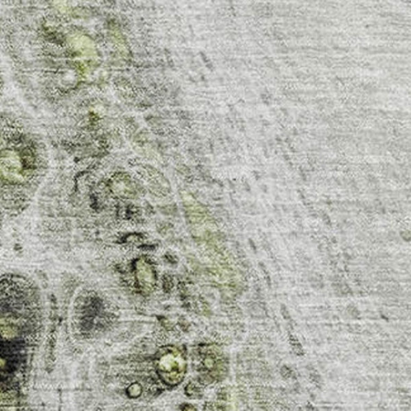 HomeRoots 9' Artichoke Green Gray Silver Abstract Washable Area Rug - Durable, UV Protected, Modern Design! 708546