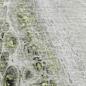 HomeRoots 10' Artichoke Green Gray Silver Abstract Washable Area Rug – UV Protected, Durable & Easy-Care Design 708547