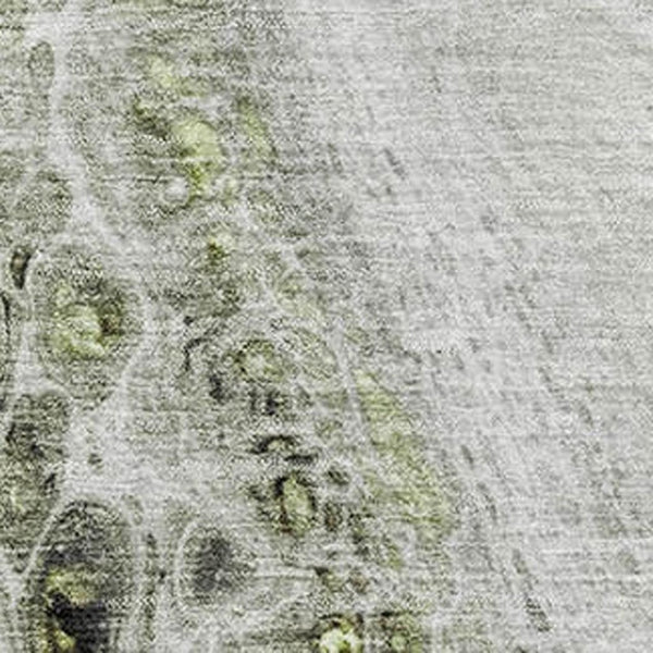 HomeRoots 10' Artichoke Green Gray Silver Abstract Washable Area Rug – UV Protected, Durable & Easy-Care Design 708547