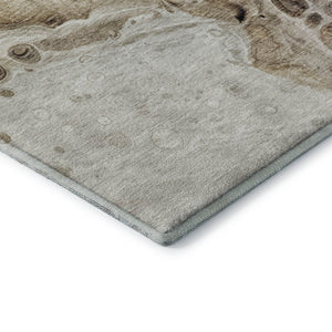 HomeRoots 8' Washable Round Rug in Beige, Ivory, and Taupe - UV Protected, Stain Resistant, Durable Design 708550
