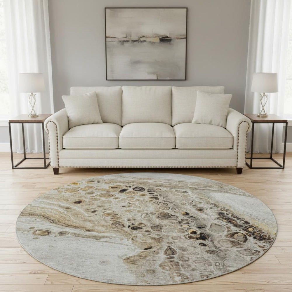 HomeRoots 8' X 10' Beige Ivory Taupe Washable Area Rug with UV Protection for Stylish and Durable Living Spaces 708551