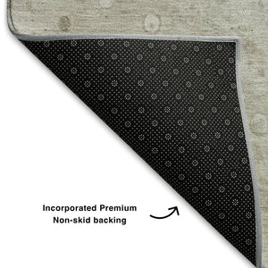 HomeRoots 9' X 12' Modern Abstract Washable Area Rug in Beige, Ivory & Taupe with UV Protection & Durability 708552