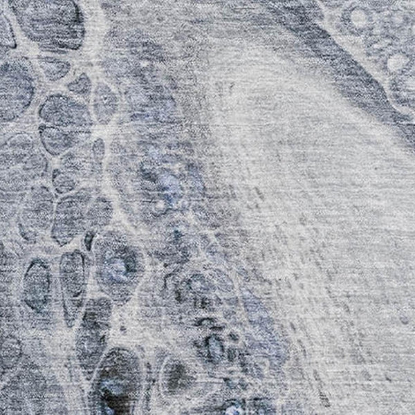 HomeRoots 8' Stylish Blue-Gray & Silver Abstract Round Rug – Washable, UV-Protected, Perfect for Modern Homes! 708556