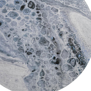 HomeRoots 8' X 10' Blue Gray & Silver Abstract Area Rug - Washable, UV Protected, Ideal for Homes with Kids & Pets 708557