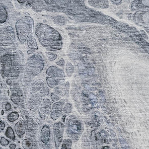 HomeRoots 10' Blue Gray Silver Abstract Washable Area Rug – UV Protected, Stain-Resistant, Easy-Care Luxury 708559