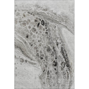 HomeRoots 5' X 8' Pewter Gray and Silver Abstract Area Rug - Washable, UV Protected, Stain Resistant & Durable! 708561
