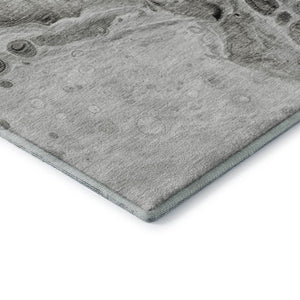 HomeRoots 5' X 8' Pewter Gray and Silver Abstract Area Rug - Washable, UV Protected, Stain Resistant & Durable! 708561
