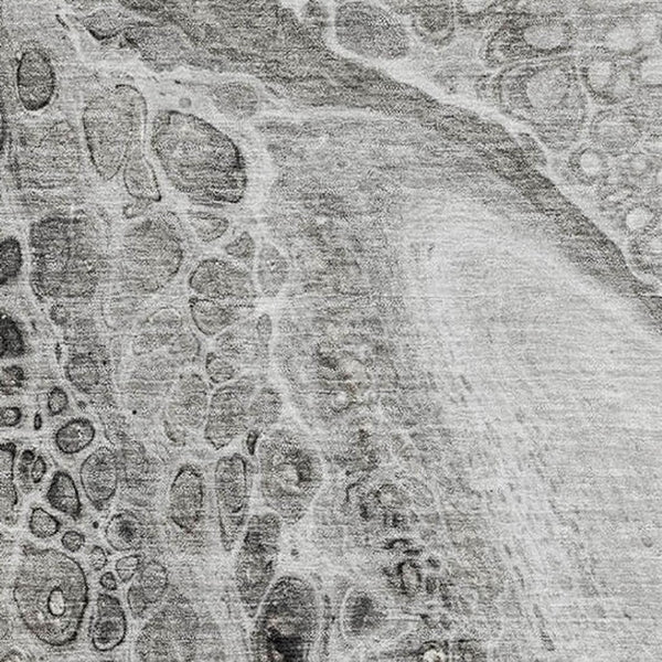HomeRoots 5' X 8' Pewter Gray and Silver Abstract Area Rug - Washable, UV Protected, Stain Resistant & Durable! 708561
