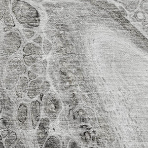 HomeRoots 8' Stylish Pewter Gray & Silver Abstract Round Rug - Washable, UV Protected, & Durable Design 708562