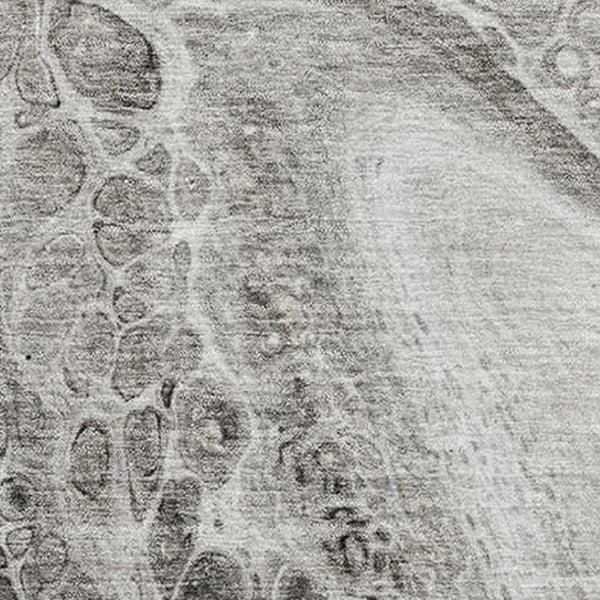 HomeRoots 8' Stylish Pewter Gray & Silver Abstract Round Rug - Washable, UV Protected, & Durable Design 708562