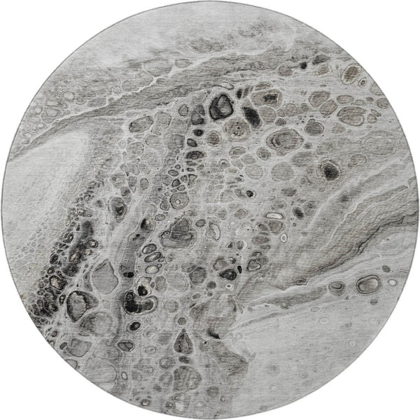 HomeRoots 8' X 10' Washable Pewter Gray and Silver Abstract Area Rug with UV Protection for High-Traffic Spaces 708563