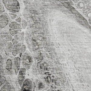 HomeRoots 9' X 12' Modern Pewter Gray & Silver Abstract Washable Area Rug with UV Protection for Busy Homes 708564
