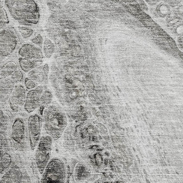 HomeRoots 9' X 12' Modern Pewter Gray & Silver Abstract Washable Area Rug with UV Protection for Busy Homes 708564