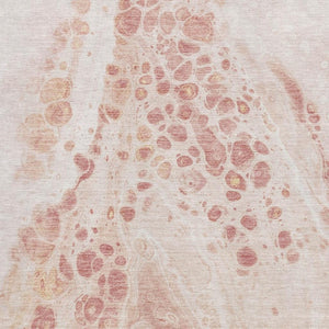 HomeRoots 5' X 8' Salmon & Ivory Abstract Washable Area Rug – UV Protection, Stain Resistant, Soft & Durable 708567