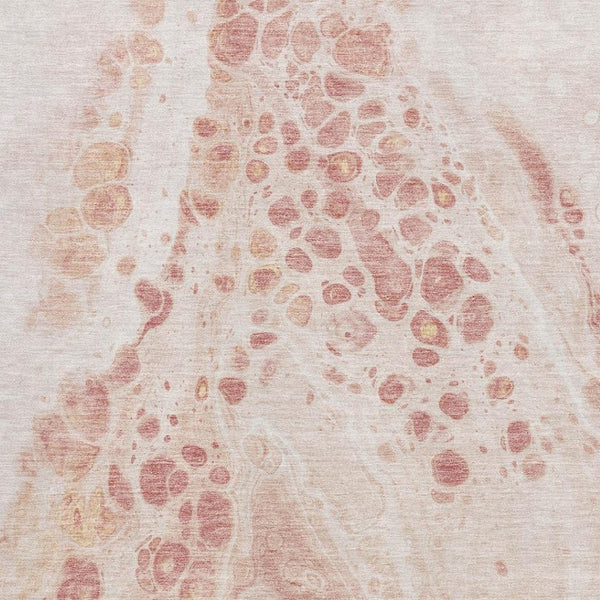 HomeRoots 5' X 8' Salmon & Ivory Abstract Washable Area Rug – UV Protection, Stain Resistant, Soft & Durable 708567