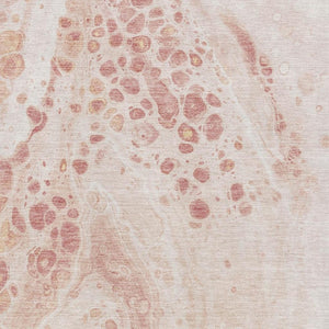 HomeRoots 8' Salmon and Ivory Abstract Washable Round Rug - Durable, Stain Resistant, UV Protected, Easy Care 708568