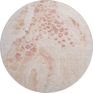 HomeRoots 8' X 10' Salmon & Ivory Abstract Washable Area Rug with UV Protection - Stylish, Stain-Resistant Design 708569