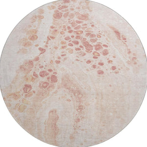HomeRoots 8' X 10' Salmon & Ivory Abstract Washable Area Rug with UV Protection - Stylish, Stain-Resistant Design 708569