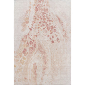 HomeRoots 9' X 12' Salmon and Ivory Modern Abstract Washable Area Rug with UV Protection & Stain Resistance 708570