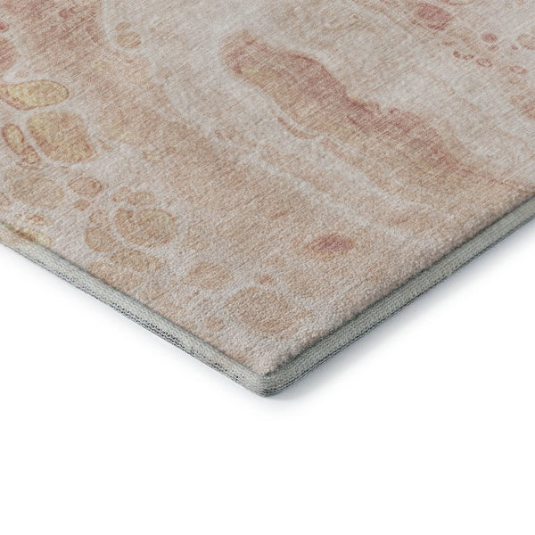 HomeRoots 9' X 12' Salmon and Ivory Modern Abstract Washable Area Rug with UV Protection & Stain Resistance 708570