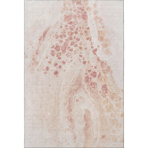 HomeRoots 9' X 12' Salmon and Ivory Modern Abstract Washable Area Rug with UV Protection & Stain Resistance 708570