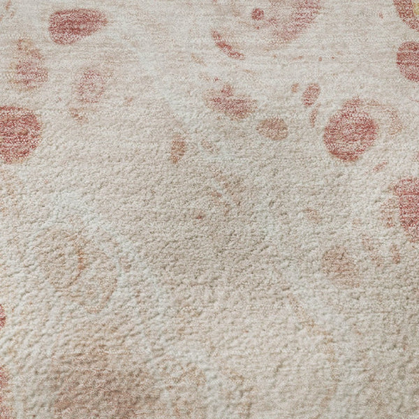 HomeRoots 10' X 14' Salmon and Ivory Abstract Washable Area Rug - Stain Resistant, UV Protected, Non-Slip! 708571