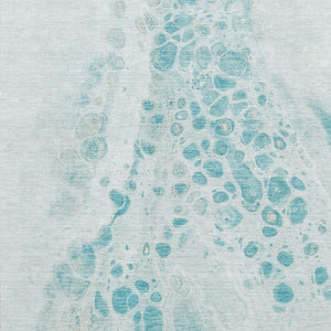 HomeRoots 5' X 8' Teal And Ivory Abstract Area Rug - Stain-Resistant, UV Protected, Kid & Pet Friendly Design 708573