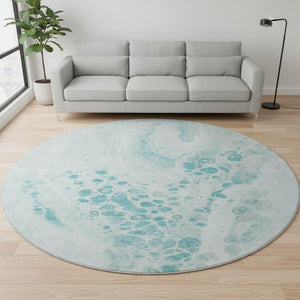 HomeRoots 8' X 10' Teal and Ivory Abstract Washable Area Rug – Stylish, Durable, UV-Protected for Every Space! 708575