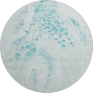 HomeRoots 8' X 10' Teal and Ivory Abstract Washable Area Rug – Stylish, Durable, UV-Protected for Every Space! 708575