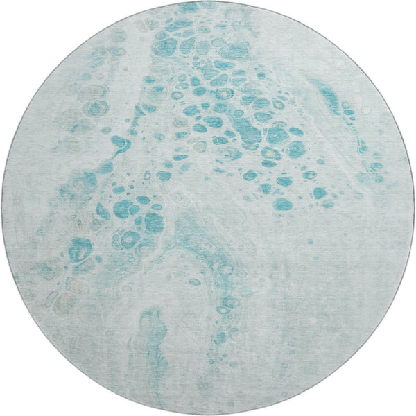 HomeRoots 8' X 10' Teal and Ivory Abstract Washable Area Rug – Stylish, Durable, UV-Protected for Every Space! 708575
