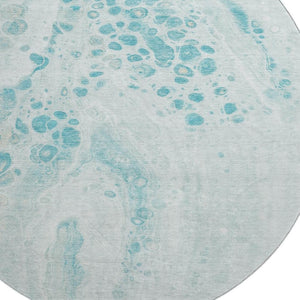 HomeRoots 8' X 10' Teal and Ivory Abstract Washable Area Rug – Stylish, Durable, UV-Protected for Every Space! 708575