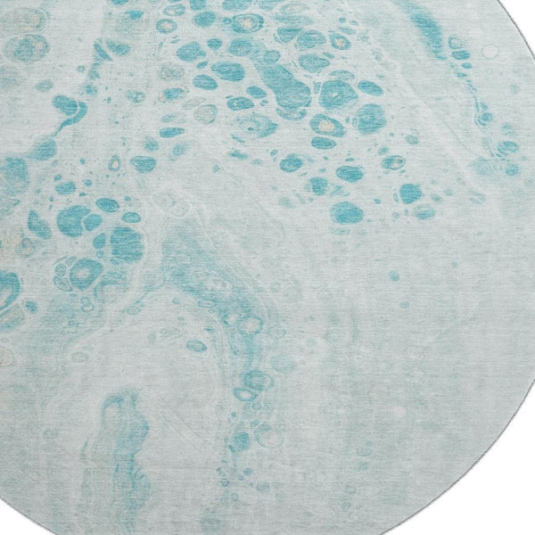 HomeRoots 8' X 10' Teal and Ivory Abstract Washable Area Rug – Stylish, Durable, UV-Protected for Every Space! 708575