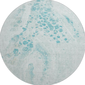 HomeRoots 8' X 10' Teal and Ivory Abstract Washable Area Rug – Stylish, Durable, UV-Protected for Every Space! 708575