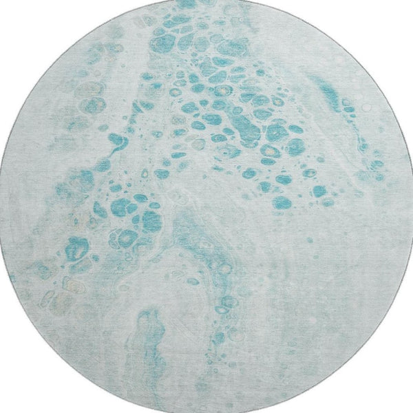 HomeRoots 8' X 10' Teal and Ivory Abstract Washable Area Rug – Stylish, Durable, UV-Protected for Every Space! 708575