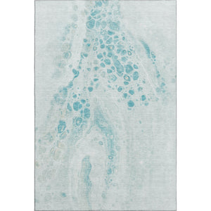 HomeRoots 10' Teal and Ivory Abstract Area Rug – Washable, UV-Protected, Durable for High-Traffic Spaces! 708577