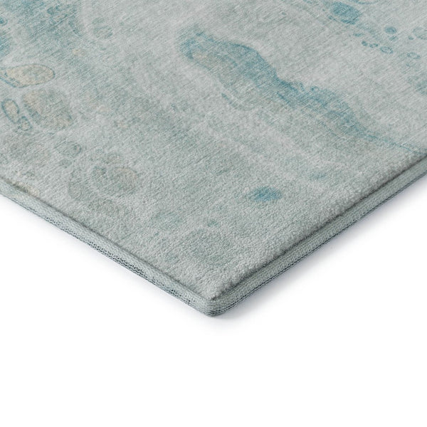 HomeRoots 10' Teal and Ivory Abstract Area Rug – Washable, UV-Protected, Durable for High-Traffic Spaces! 708577