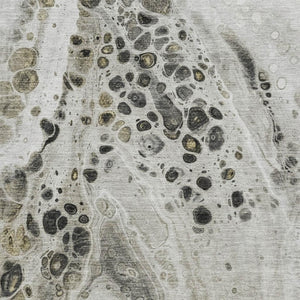 HomeRoots 5' X 8' Stylish Taupe Gray & Silver Abstract Area Rug - Washable, UV-Protected, Durable Design! 708579