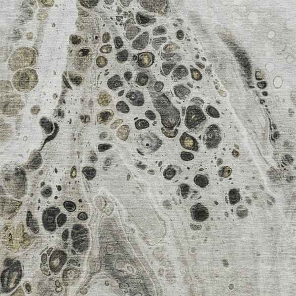 HomeRoots 5' X 8' Stylish Taupe Gray & Silver Abstract Area Rug - Washable, UV-Protected, Durable Design! 708579